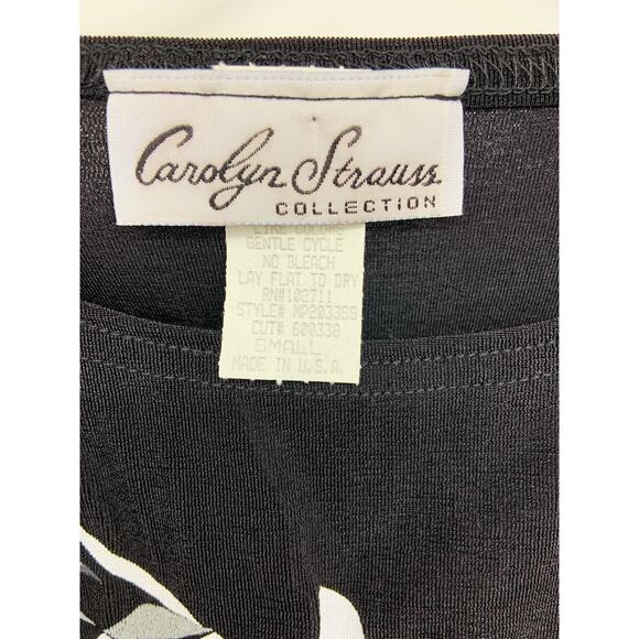 Vtg Carolyn Strauss Collection Black Sleeveless Top Skirt Set Embroidered Size S - Picture 4 of 5